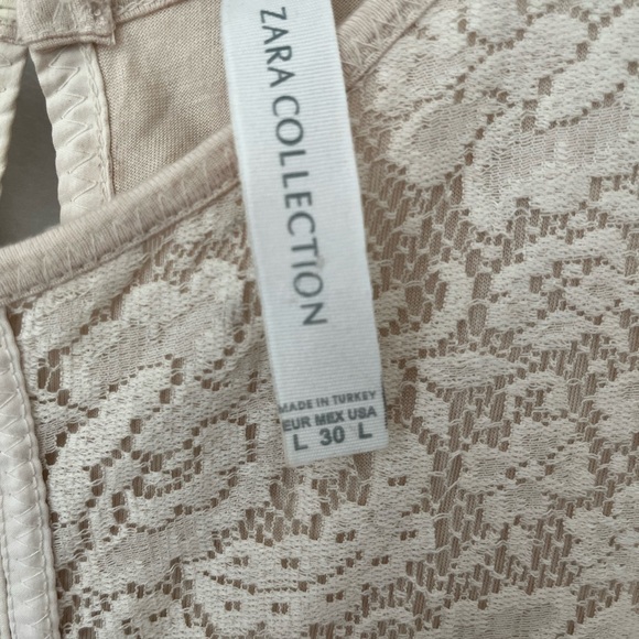 Zara Cream Floral Lace Fitted Dress size L - Picture 7 of 8